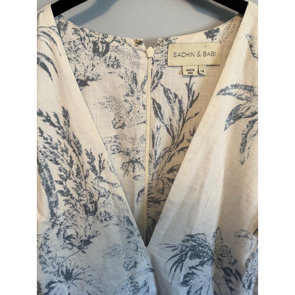 Sachin & Babi Paloma Gray and Ivory Toile Print Dress size 14 100% Cotton - Picture 6 of 13